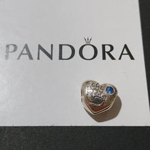 Load image into Gallery viewer, Pandora Retired Sterling Silver Baby Boy Heart Charm w/ Blue Zirconia- 791281czb
