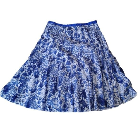 Roz + Ali Full Skirt, Blue + White, Size 10