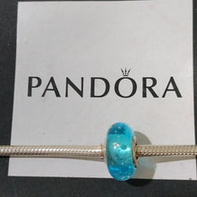 Load image into Gallery viewer, Pandora Blue Effervescence Murano Glass Charm w/ Clear CZs 791618cz
