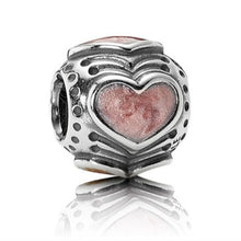 Load image into Gallery viewer, Pandora Retired Sterling Silver Pink Rose Enamel Heart Bead - 790591EN28
