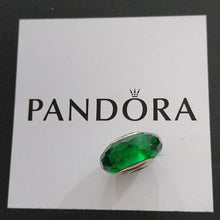 Load image into Gallery viewer, Pandora Sterling Silver Emerald Green Fascinating Faceted Murano Charm 791619
