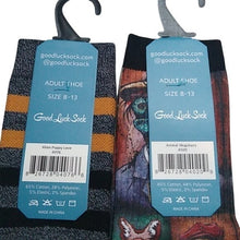 Load image into Gallery viewer, 2 Pair Adult Size 8-13 Socks Alien Animal Mugshots, size 8-13
