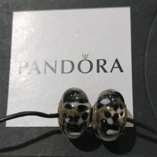 Load image into Gallery viewer, Pandora XL Black Blossoms Sterling Silver Glass Charms, Set of 2, 790752
