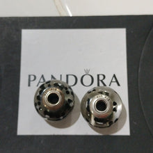 Load image into Gallery viewer, Pandora XL Black Blossoms Sterling Silver Glass Charms, Set of 2, 790752
