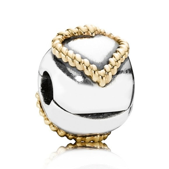 Pandora Retired Sterling Silver and 14K Gold Braided Heart Clip - 790599