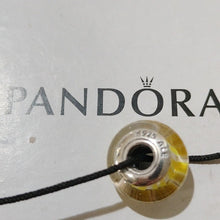 Load image into Gallery viewer, Pandora Retired Yellow Murano Glass Bead with Candy Stripes - 790678
