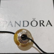 Load image into Gallery viewer, Pandora Retired Yellow Murano Glass Bead with Candy Stripes - 790678
