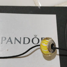 Load image into Gallery viewer, Pandora Retired Yellow Murano Glass Bead with Candy Stripes - 790678
