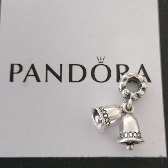 Pandora Retired Sterling Silver Silver Bells Christmas Dangle Bead - 791230