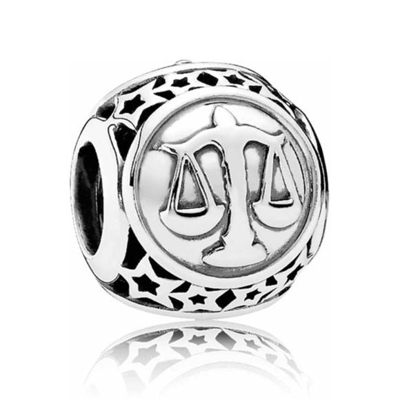 Pandora Retired Sterling Silver Libra Zodiac Star Sign Charm - 791942