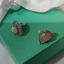 Load image into Gallery viewer, D&#39;Joy Sterling Silver+ Ethiopian Welo Opals w/ Diamonds Post Earrings
