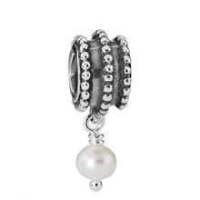 Load image into Gallery viewer, Pandora Retired Sterling Silver Beveled Pearl Dangle - 790132P
