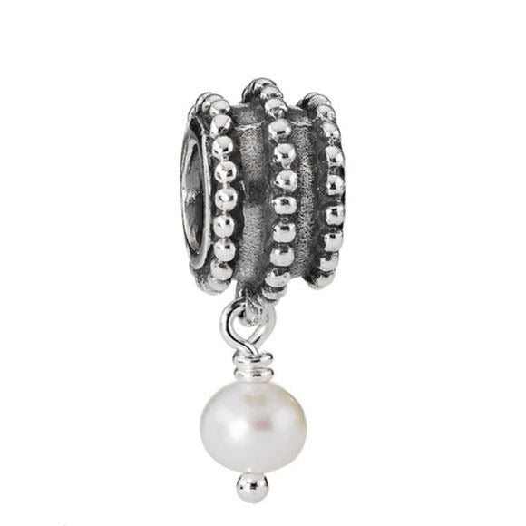 Pandora Retired Sterling Silver Beveled Pearl Dangle - 790132P