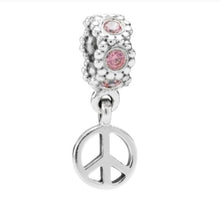 Load image into Gallery viewer, Pandora Sterling Silver Peace Dangle w/Salmon Zirconia CZs 790516czs
