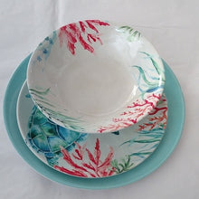 Load image into Gallery viewer, Melamine Sea Life Turtle Salad Plate, Aqua Blue Dinner Plate and matchin…
