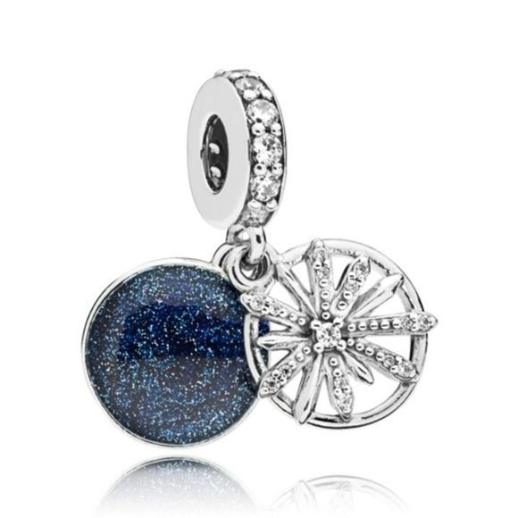 Pandora  Sterling Silver Dazzling Wishes Dangle Charm w/ Clear Zirconia 797531cz