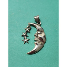Load image into Gallery viewer, Sterling Silver Sleepy Moon and Stars Pendant
