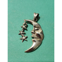 Load image into Gallery viewer, Sterling Silver Sleepy Moon and Stars Pendant
