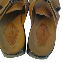 Load image into Gallery viewer, Clark's Tan Slip-On Adjustable buckle Wedge Mules, US Size 6.5M

