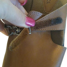 Load image into Gallery viewer, Clark's Tan Slip-On Adjustable buckle Wedge Mules, US Size 6.5M
