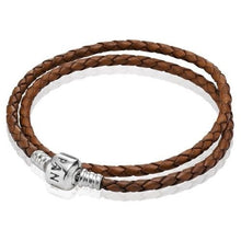 Load image into Gallery viewer, Pandora Double Brown Leather Bracelet with Pandora Clasp - 590705CBN-D 13.78"
