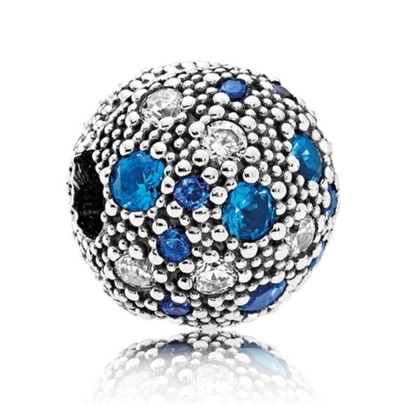 Pandora Retired Sterling Silver Cosmic Stars Clip with Blue Zirconia - 791286NSB