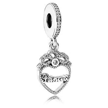 Load image into Gallery viewer, Pandora Sterling Silver Princess Crown Heart Dangle Charm w/ CZ 791962CZ
