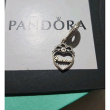 Load image into Gallery viewer, Pandora Sterling Silver Princess Crown Heart Dangle Charm w/ CZ 791962CZ
