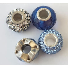 Load image into Gallery viewer, Sterling Silver European Bracelet Charms, Blues, Set Of 4

