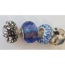 Load image into Gallery viewer, Sterling Silver European Bracelet Charms, Blues, Set Of 4
