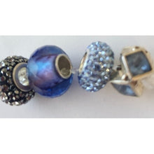Load image into Gallery viewer, Sterling Silver European Bracelet Charms, Blues, Set Of 4
