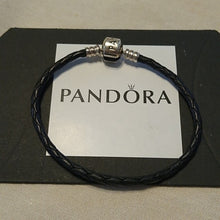 Load image into Gallery viewer, Pandora Single Black Braided Leather Bracelet  7.5"
