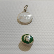 Load image into Gallery viewer, Sterling Silver MSU Michigan State Spartans Charm &amp; Pendant Set
