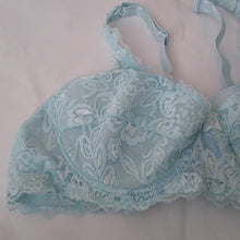 Load image into Gallery viewer, GYCL Ultrathin Underwire Push Up 3/4 Lace Bra, Baby Blue, Size XL 40B
