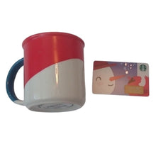 Load image into Gallery viewer, Starbucks Angle Dip Red White Blue  Coffee Tea Mug, 12 oz. + Blank Holid…
