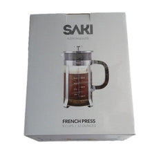Load image into Gallery viewer, SAKI Kohimasuta Chrome Glass 8 Cup French Press coffee maker,  10 pc set
