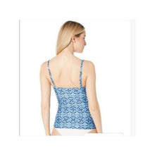 Load image into Gallery viewer, La Blanca The Realist Over the Shoulder Tankini Swim Top, Blue, size 4

