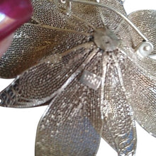 Load image into Gallery viewer, Vintage 950 Silver Poinsettia Flower Brooch Layered Intricate
