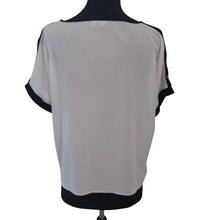 Load image into Gallery viewer, Investments Career Black/White Tie Front Blouse, Size Medium
