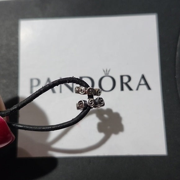 Pandora Retired Sterling Silver Small Roses Spacers- 790176, Set of 2