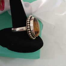 Load image into Gallery viewer, Sterling Silver + Tiger's Eye Oval Ring, size 8.5
