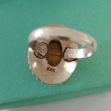 Load image into Gallery viewer, Sterling Silver + Tiger's Eye Oval Ring, size 8.5
