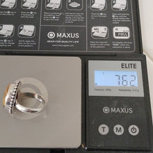 Load image into Gallery viewer, Sterling Silver + Tiger's Eye Oval Ring, size 8.5
