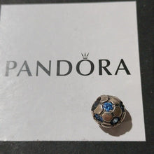 Load image into Gallery viewer, Pandora Retired Sterling Silver Blue Zirconia Soccer Ball Bead - 790444CZB

