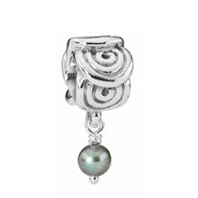 Load image into Gallery viewer, Pandora Retired Sterling Silver Oxy Swirl Dangle with Green Pearl - 790281GRP
