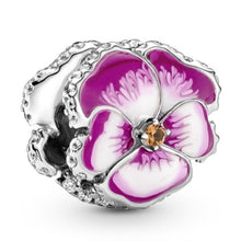 Load image into Gallery viewer, Pandora Sterling Silver Pink Pansy Flower Charm w/ Pink &amp; White Enamel 790777c01
