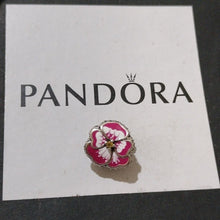 Load image into Gallery viewer, Pandora Sterling Silver Pink Pansy Flower Charm w/ Pink &amp; White Enamel 790777c01
