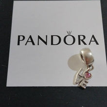 Load image into Gallery viewer, Pandora Sterling Silver LOVE Charm w/ Salmon CZ Heart - 791253CZS
