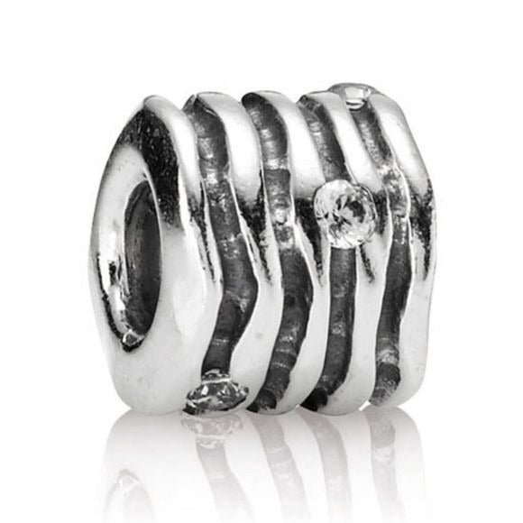 Pandora Retired Sterling Silver Line Bead with Clear Zirconia - 790182CZA