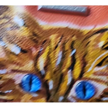 Load image into Gallery viewer, Dana Buchman Vibrant Orange Bella Tote with OOAK Kitty Cat Artwork
